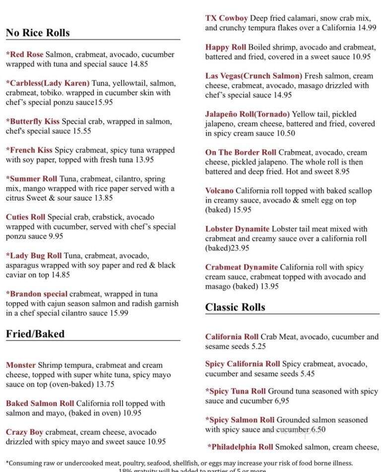 Edohana Sushi - Fort Worth, TX menu_pic