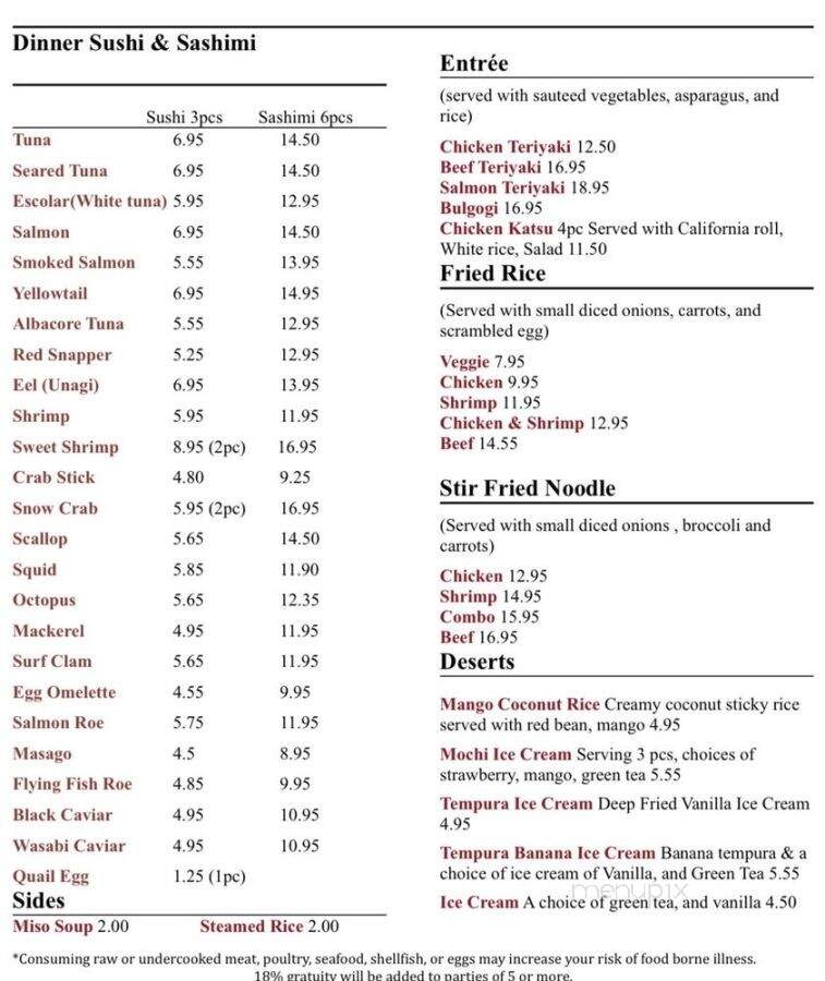Edohana Sushi - Fort Worth, TX menu_pic