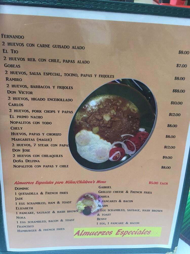 Los Zarapes Restaurant - Fort Worth, TX menu_pic