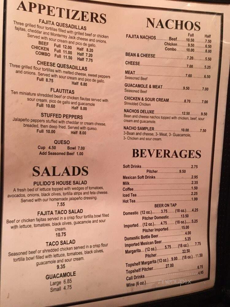 Pulido's Fajitas - Fort Worth, TX menu_pic