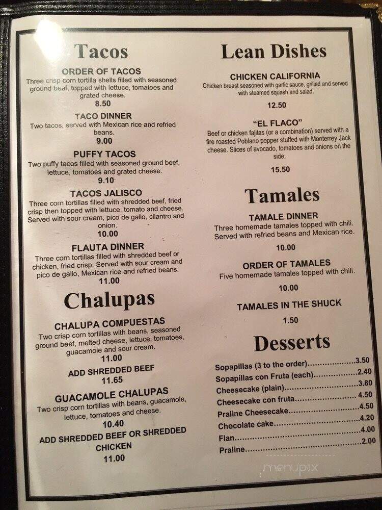 Pulido's Fajitas - Fort Worth, TX menu_pic