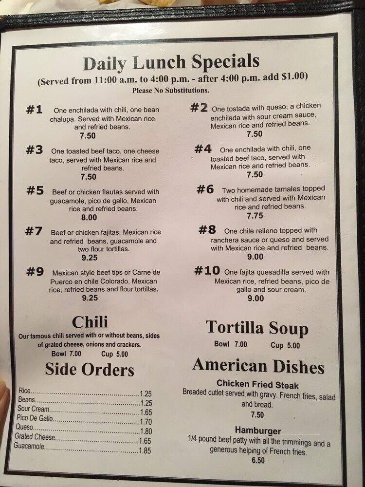 Pulido's Fajitas - Fort Worth, TX menu_pic