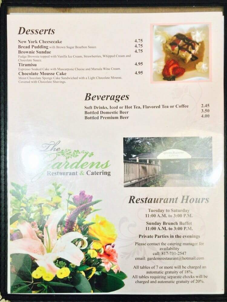 Gardens Restaurant - Fort Worth, TX menu_pic