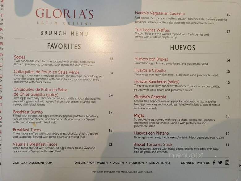 Gloria's Fort Worth Restaurant - Fort Worth, TX menu_pic