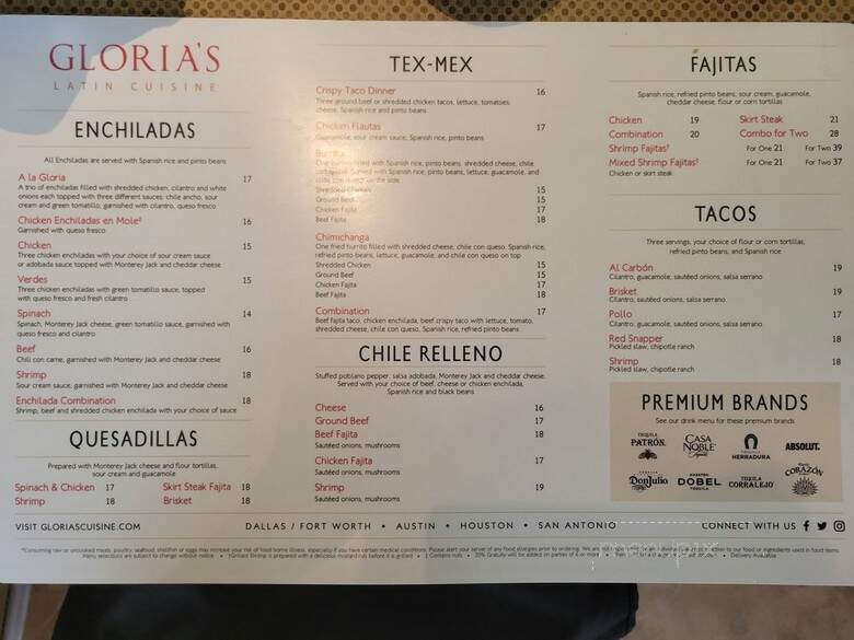 Gloria's Fort Worth Restaurant - Fort Worth, TX menu_pic