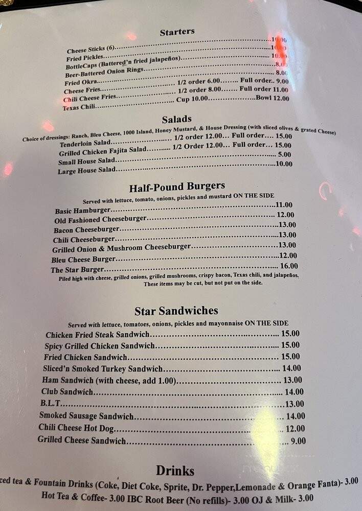 Star Cafe - Fort Worth, TX menu_pic