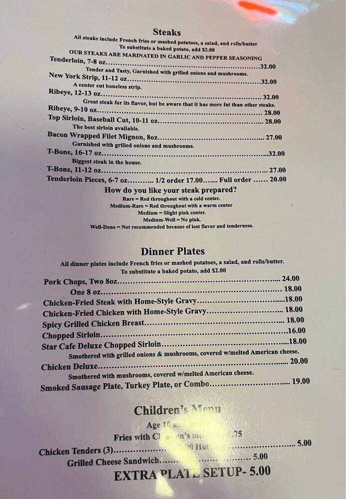 Star Cafe - Fort Worth, TX menu_pic