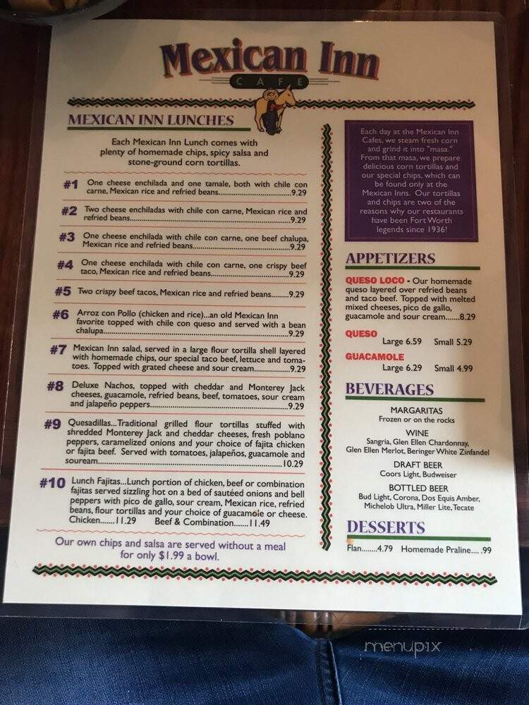 Mexican Inn Cafe - Fort Worth, TX menu_pic