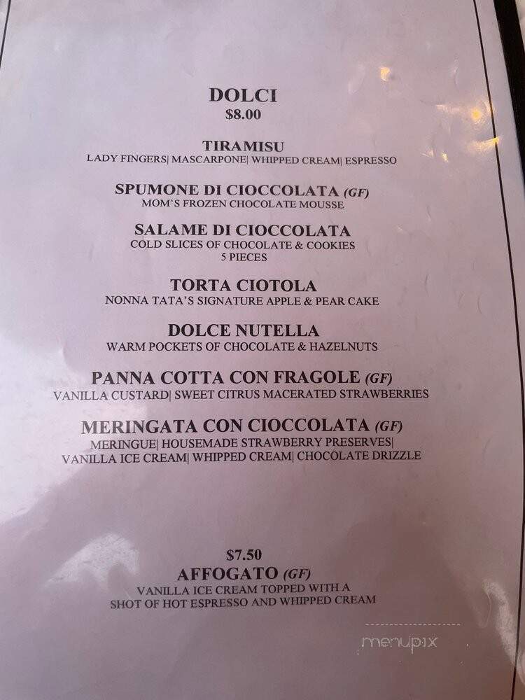 Nonna Tata Restaurant - Fort Worth, TX menu_pic
