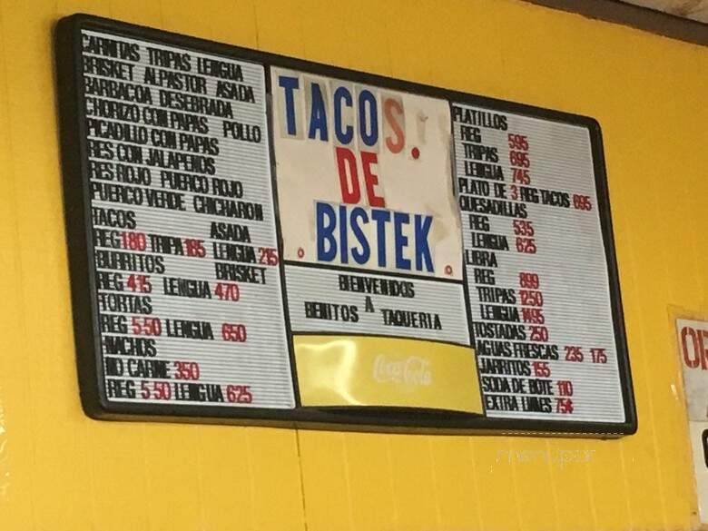 Benito's - Fort Worth, TX menu_pic