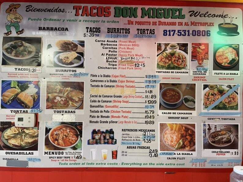 Tacos Don Miguel - Fort Worth, TX menu_pic
