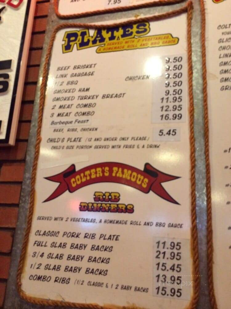 Colter's Bar-B-Q & Grill - Arlington, TX menu_pic