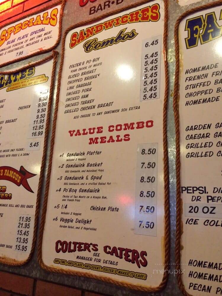 Colter's Bar-B-Q & Grill - Arlington, TX menu_pic