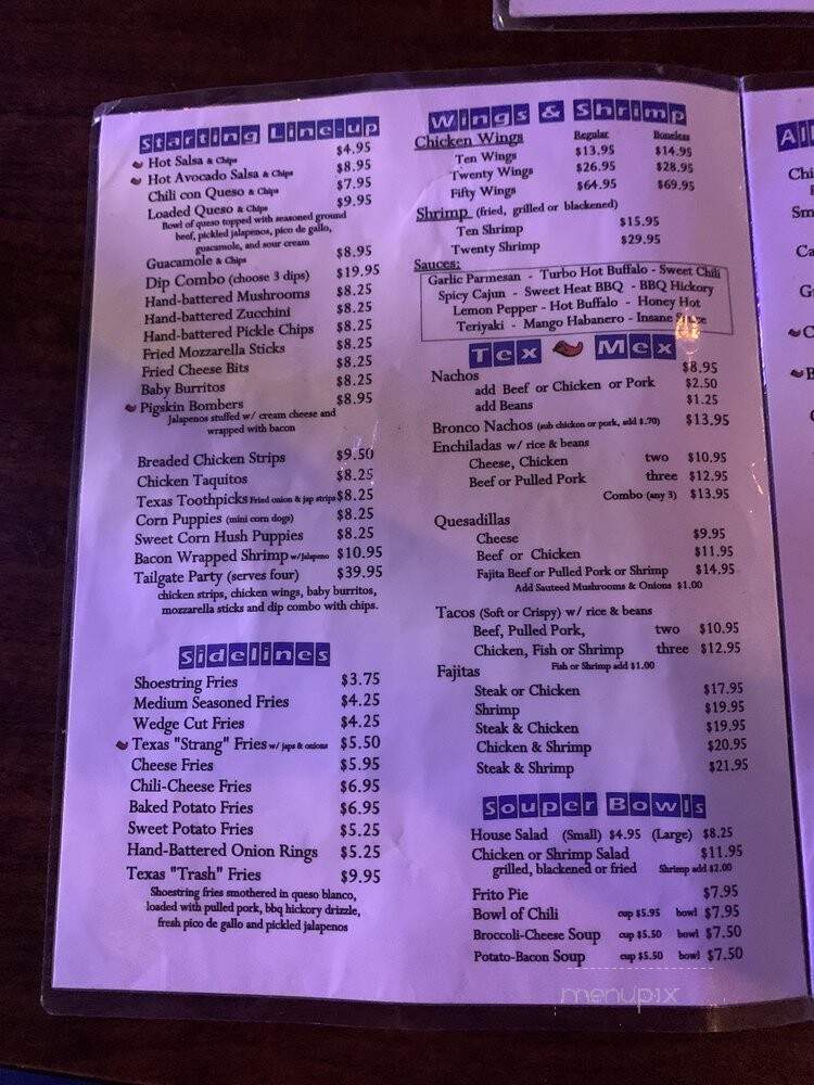 Bronco's Sports Bar & Grill - Hurst, TX menu_pic