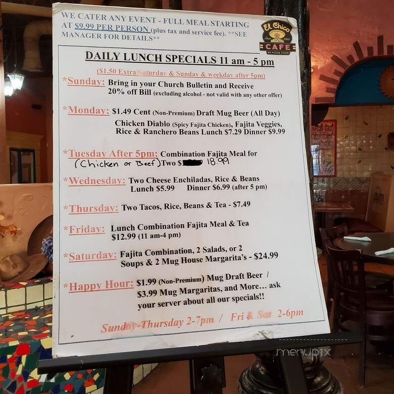 El Chico Mexican Restaurants - Pantego, TX menu_pic