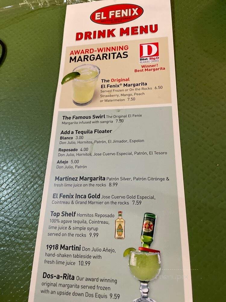 El Fenix Famous Mexican Restaurant - Arlington, TX menu_pic