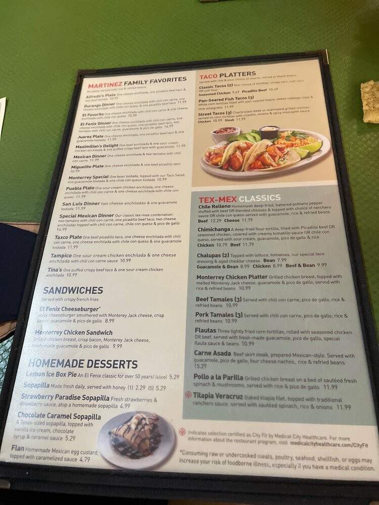 El Fenix Famous Mexican Restaurant - Arlington, TX menu_pic