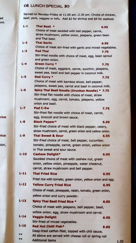 Thai House Restaurant - Arlington, TX menu_pic
