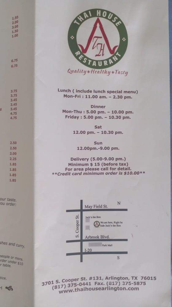 Thai House Restaurant - Arlington, TX menu_pic