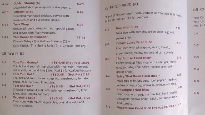Thai House Restaurant - Arlington, TX menu_pic