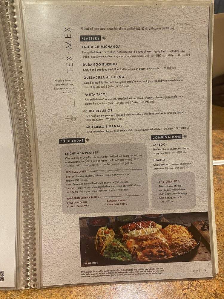 Abuelo's Mexican Food Embassy - Arlington, TX menu_pic