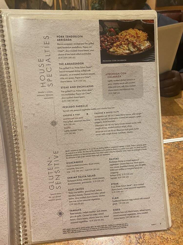 Abuelo's Mexican Food Embassy - Arlington, TX menu_pic