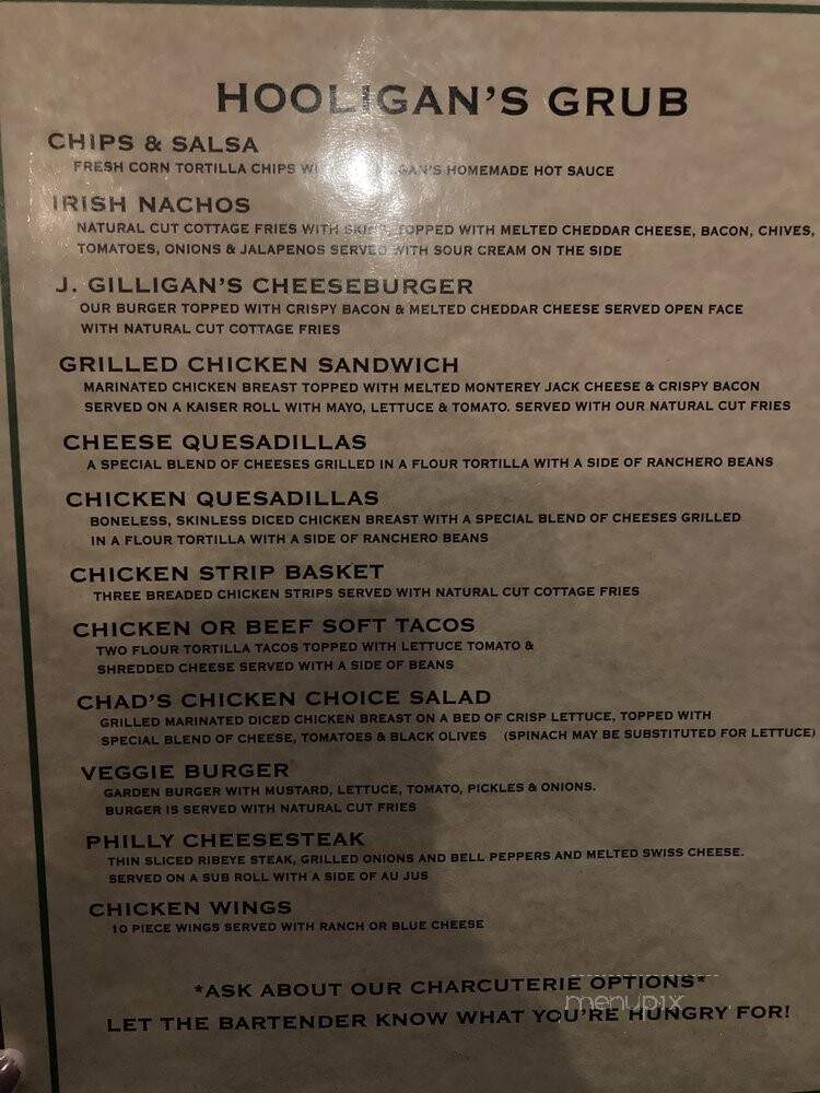Hooligan's Pub & Grub - Arlington, TX menu_pic
