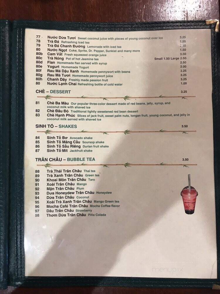 Pho Pasteur Restaurant - Arlington, TX menu_pic