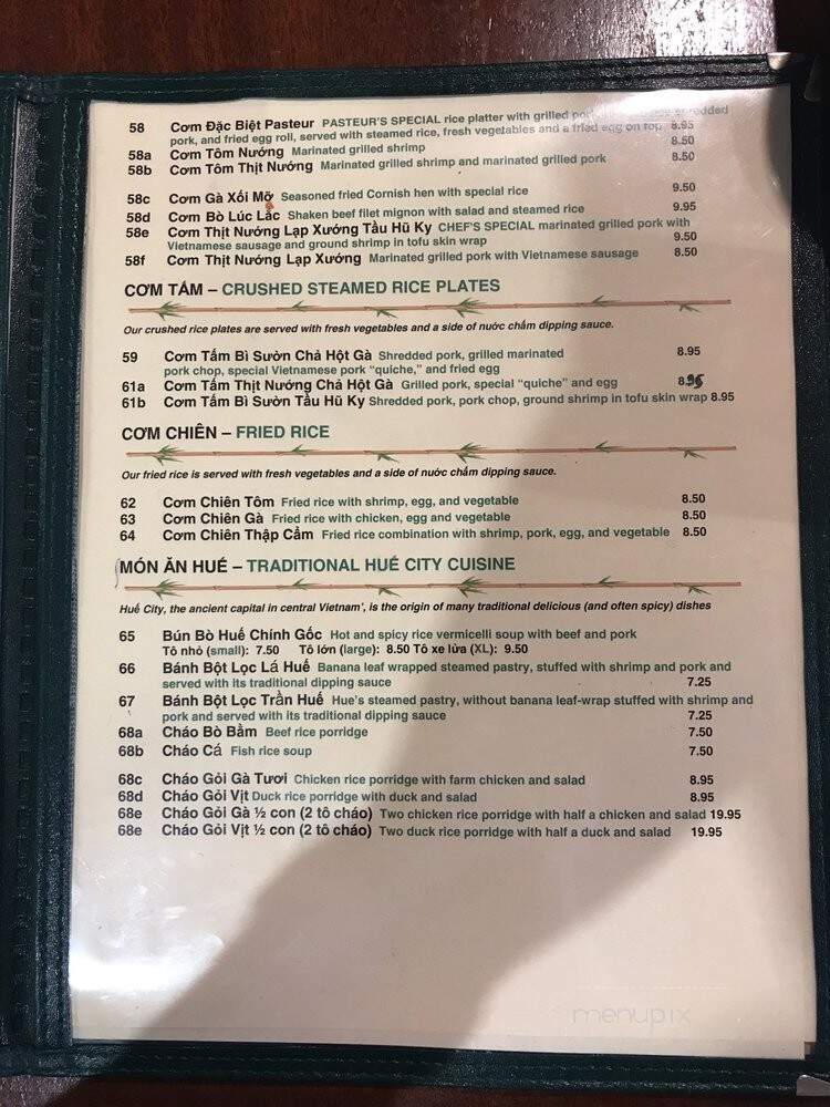 Pho Pasteur Restaurant - Arlington, TX menu_pic