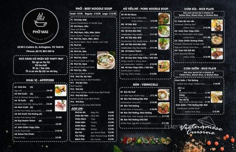 Pho - Arlington, TX menu_pic