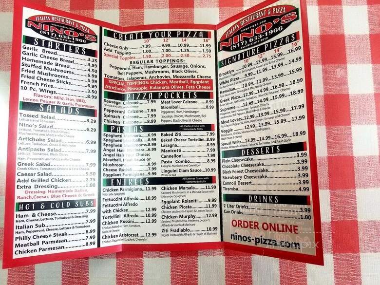 Nino's Pasta Pizza & Subs - Arlington, TX menu_pic