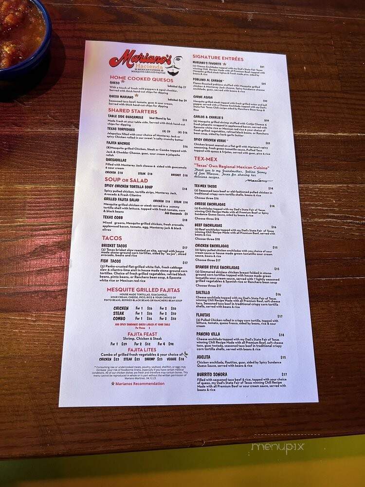 Mariano's Mexican Cuisine - Arlington, TX menu_pic
