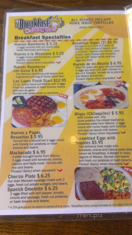 Los Lupes Cafeteria - Grand Prairie, TX menu_pic