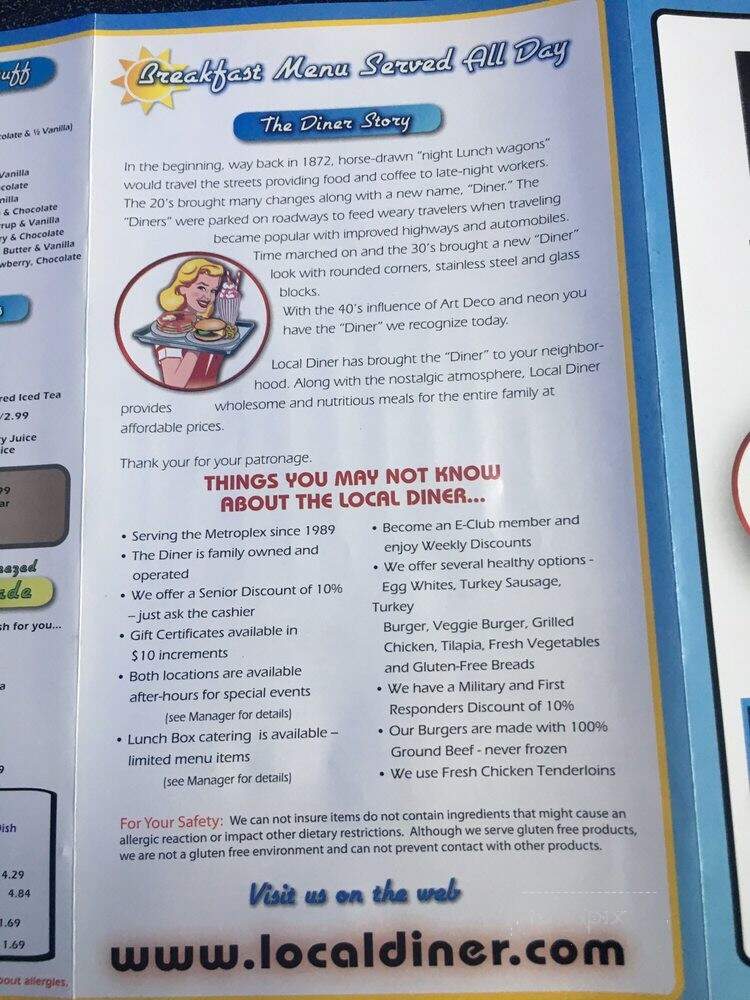 Local Diner - Irving, TX menu_pic