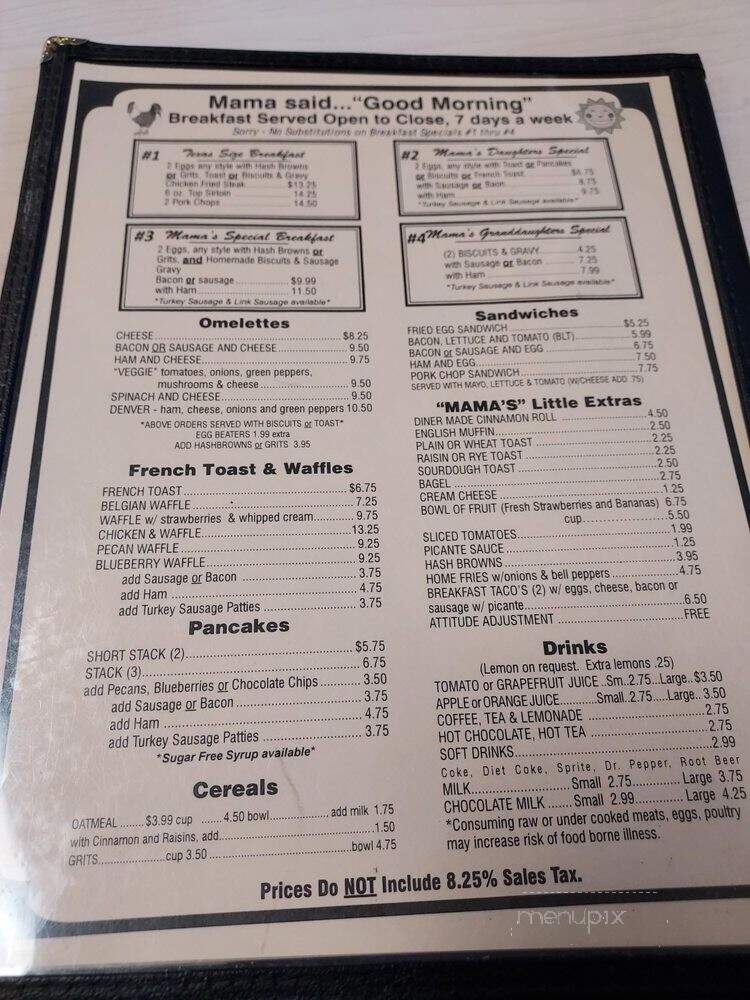 Mamas Daughter Diner #5 - Irving, TX menu_pic
