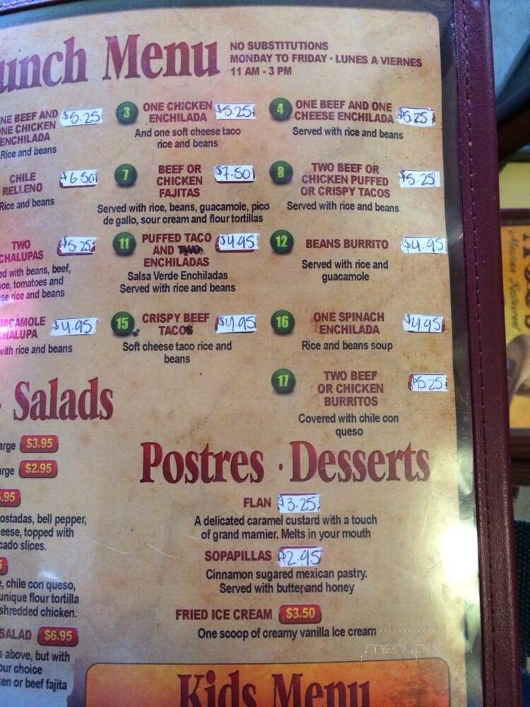 Arturo's Mexican Restaurant - Irving, TX menu_pic