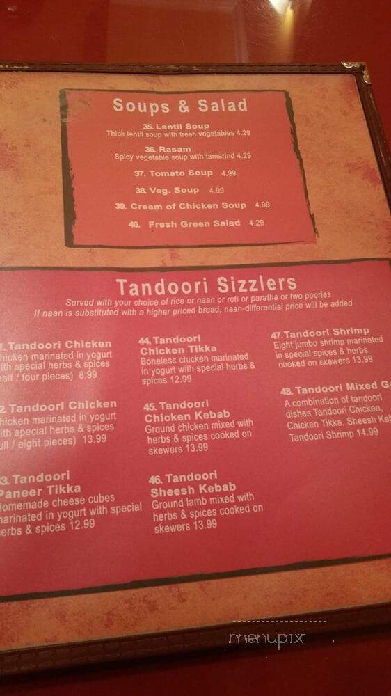 Our Place Indian Cuisine - Irving, TX menu_pic