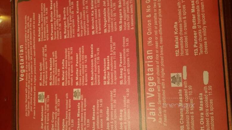 Our Place Indian Cuisine - Irving, TX menu_pic