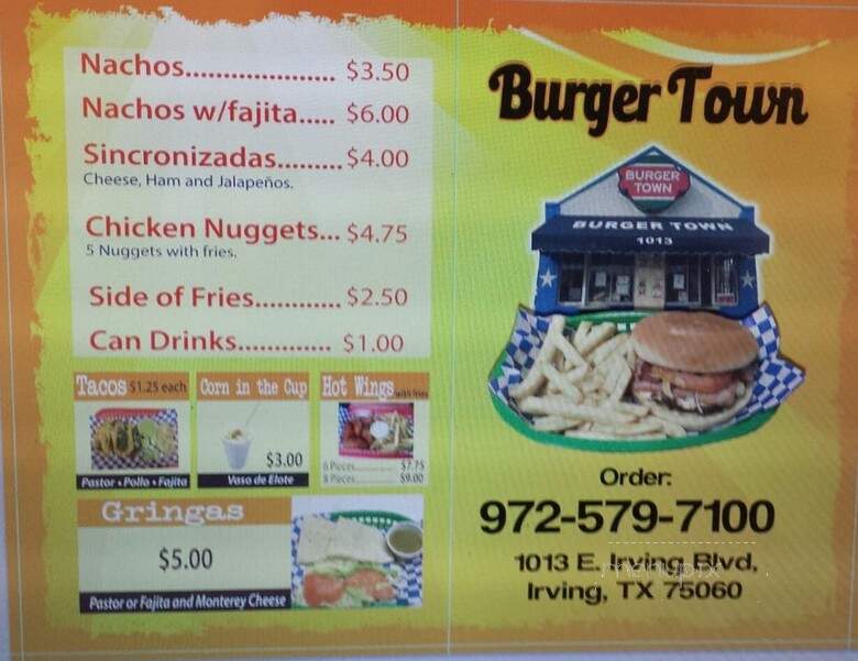 Burger Town - Irving, TX menu_pic