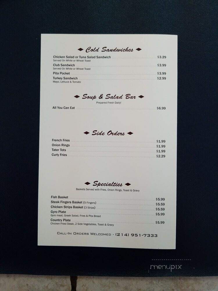 Regal Plaza Cafe - Dallas, TX menu_pic