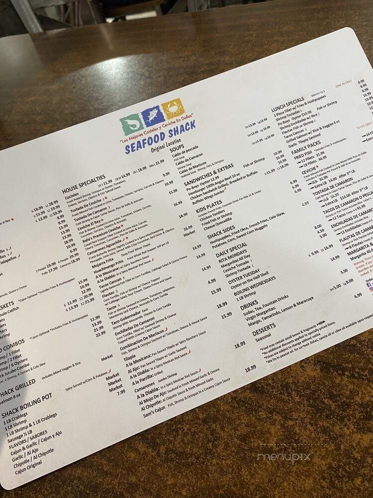 Seafood Shack - Dallas, TX menu_pic