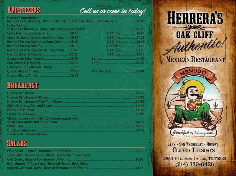 Herrera's Cafe - Dallas, TX menu_pic