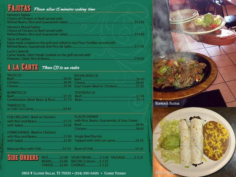 Herrera's Cafe - Dallas, TX menu_pic
