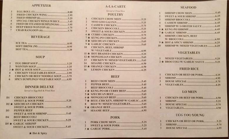 New China Town - Dallas, TX menu_pic