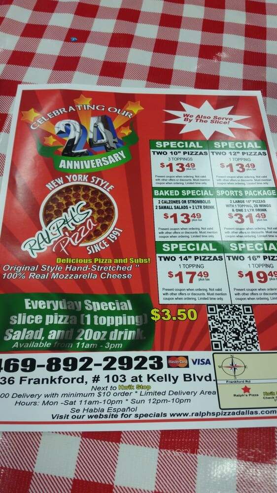 Ralph's Pizza - Dallas, TX menu_pic