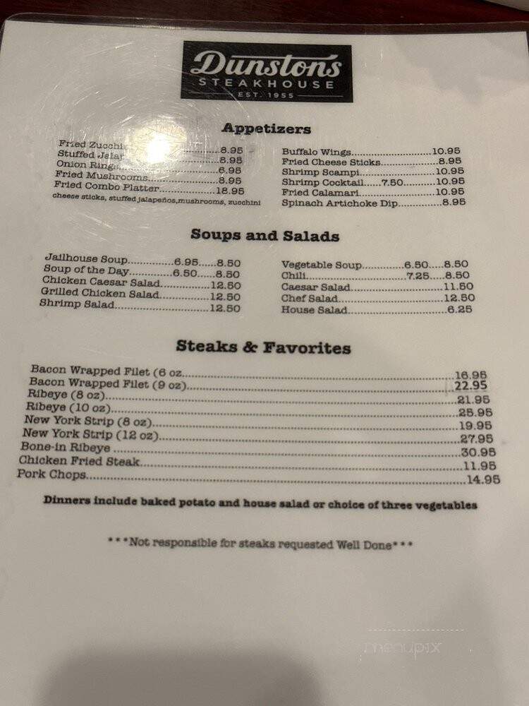 Dunston's Prime Steak House - Dallas, TX menu_pic
