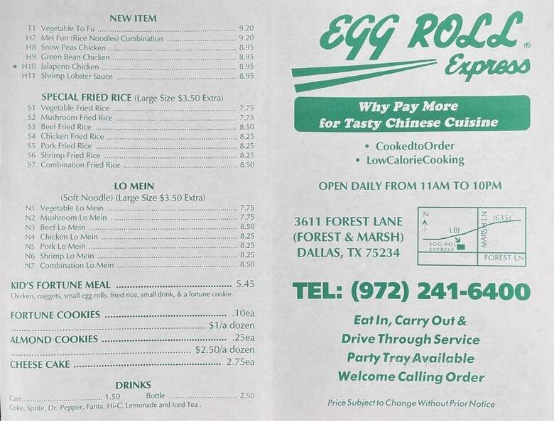 Eggroll Express - Farmers Branch, TX menu_pic