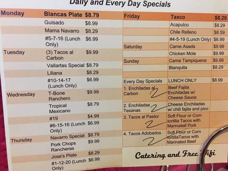 Casa Navarro - Dallas, TX menu_pic