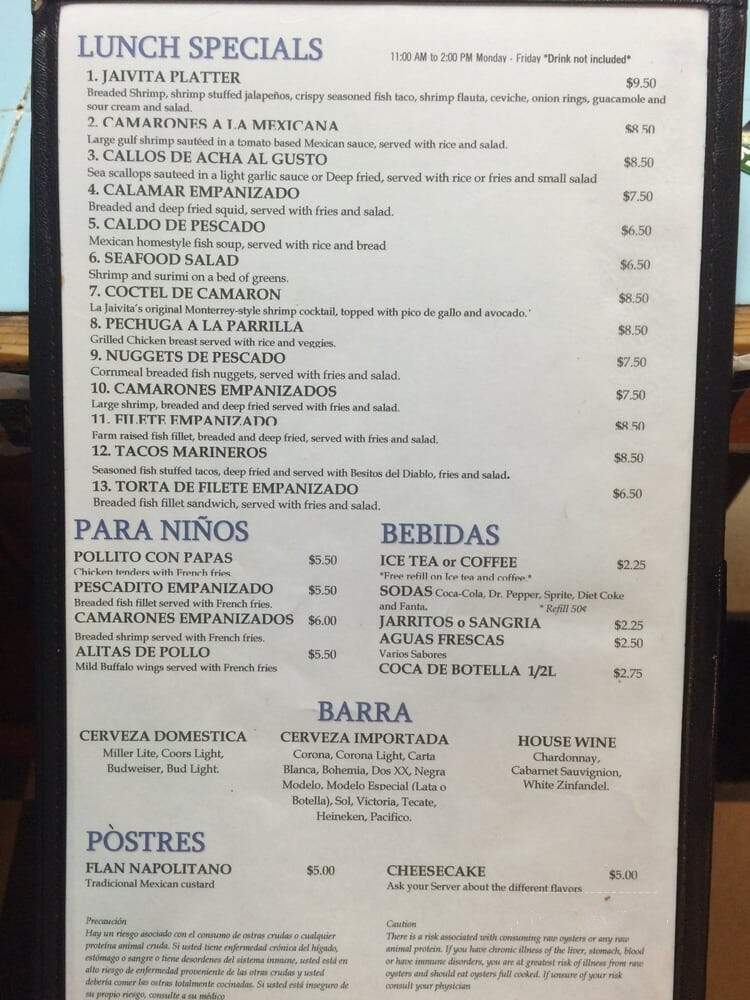 La Jaivita Restaurant - Dallas, TX menu_pic