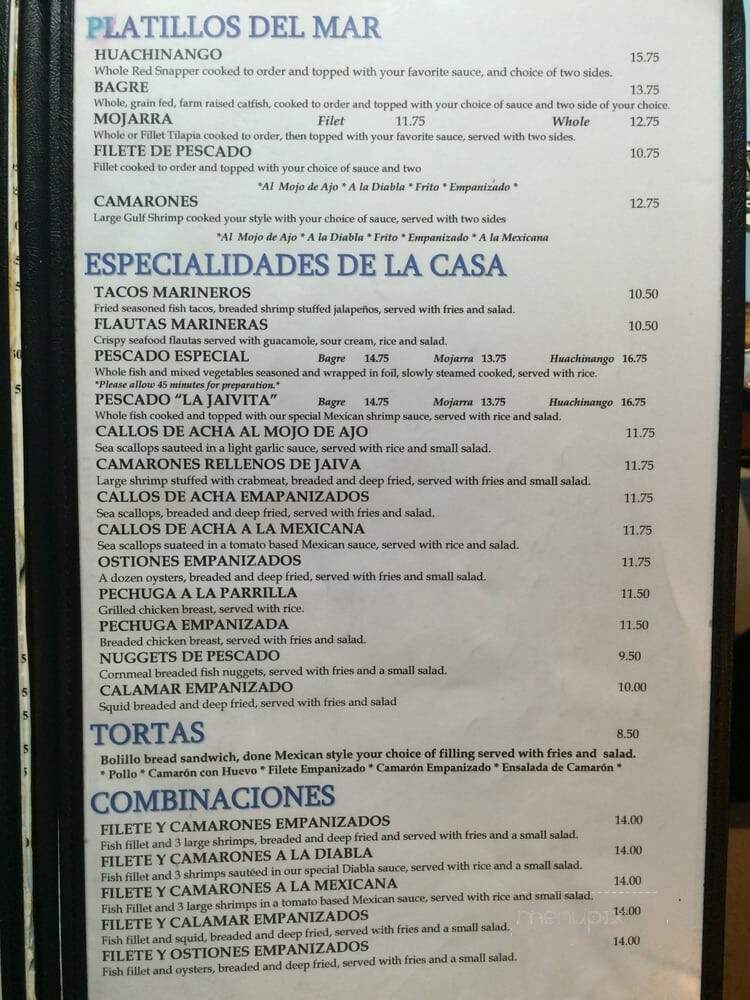 La Jaivita Restaurant - Dallas, TX menu_pic